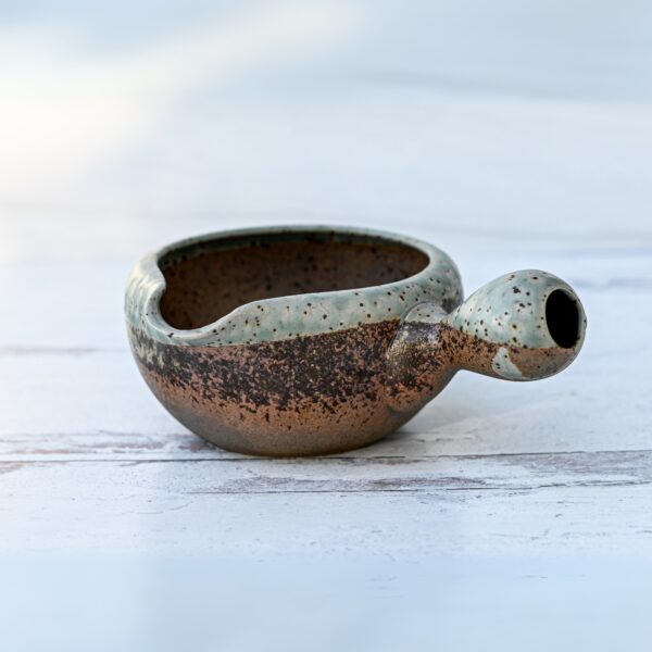 Brown Matcha Bowl With Spout Set