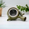 Green Kuysu with Flowers - Japanese Handmade Teapot with Premium Tea Strainer - 14 fl oz/420ml