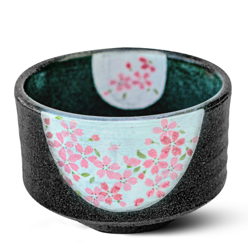 M1427 Dark Grey Flowers Bowl