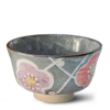 M1437 Grey with Flowers Matcha Bowl