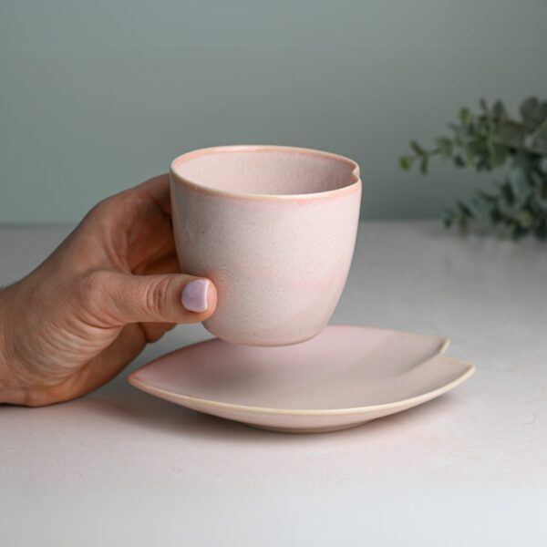 Pink LOVE Ceramic Tea Cup with Saucer