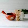 Red Flowers Matcha Bowl with Spout Set