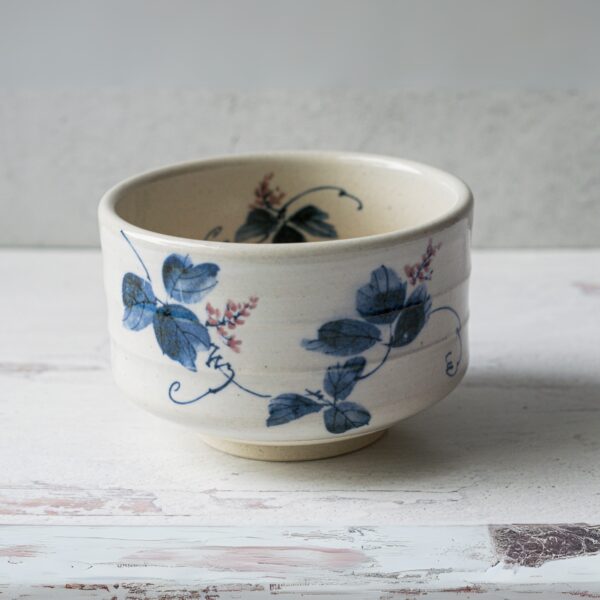 White Kudzu Flowers Matcha Bowl