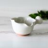 White Wavy Matcha Bowl with Spout Set